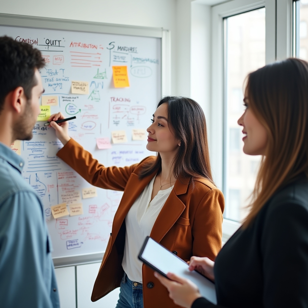 E-Commerce-Team diskutiert Analyseergebnisse an einem modernen Konferenztisch